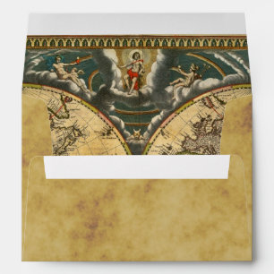 Antique World Map Distressed #2 BG A7 5x7 Envelopes