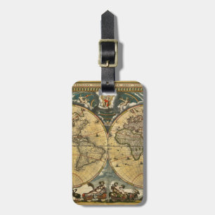 Antique World Map Distressed #2 Luggage Tag