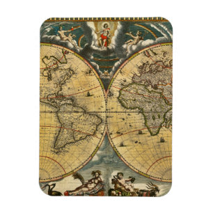 Antique World Map Distressed #2 Magnet