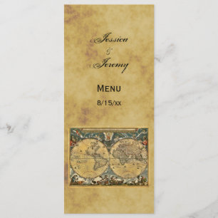 Antique World Map Distressed #3 Menu Cards