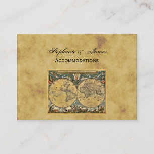 Antique World Map Distressed BG Accommodations Enclosure Card