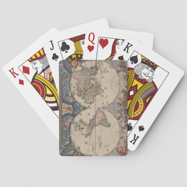 Antique World Map: Historical Cartography Art Playing Cards (Back)