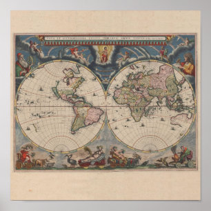 Antique World Map: Historical Cartography Art Poster