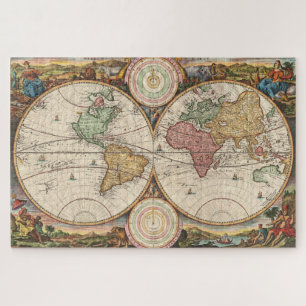 Antique World Map in two Hemispheres Jigsaw Puzzle