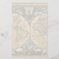 Antique World Map J. Blaeu 1664