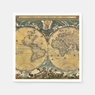Antique World Map - Joan Blaeu - 1664 Party Napkin