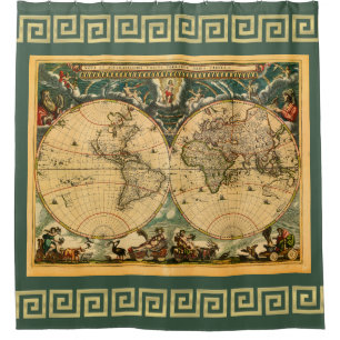 Antique World Map - Joan Blaeu - 1664 Shower Curtain