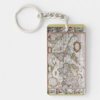Antique World Map key chain