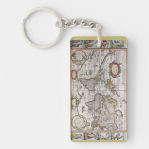 Antique World Map key chain
