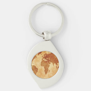 Antique World Map Key Ring