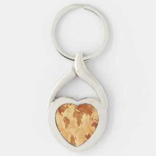 Antique World Map Key Ring