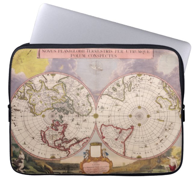 Antique World Map Laptop Sleeve (Front)