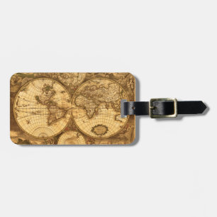 Antique World Map Luggage Tag