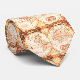 Antique World Map - men's tie