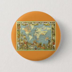 Antique World Map of the British Empire, 1886 6 Cm Round Badge