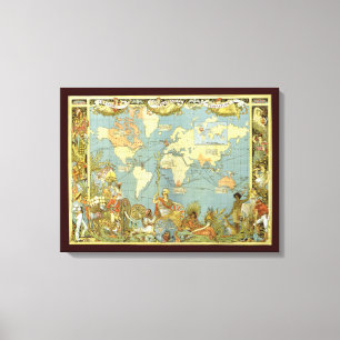 Antique World Map of the British Empire, 1886 Canvas Print