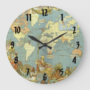 Antique World Map of the British Empire, 1886 Large Clock
