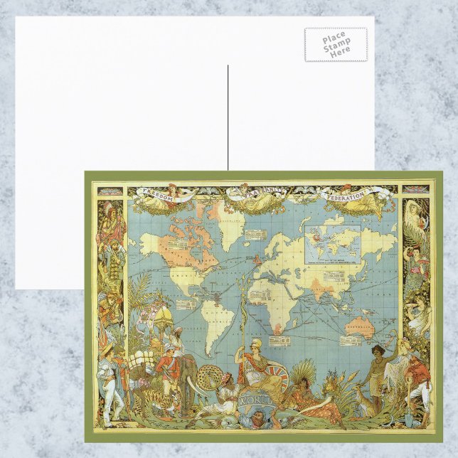 Antique World Map of the British Empire, 1886 Postcard (Creator Uploaded)