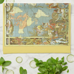 Antique World Map of the British Empire, 1886 Tea Towel