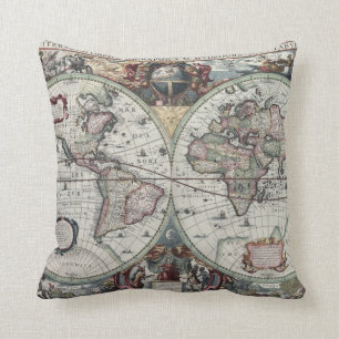 Antique World Map Pillow