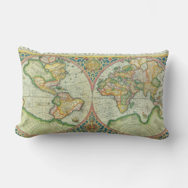 Antique World Map pillow (Front)