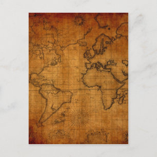 antique World Map Postcard