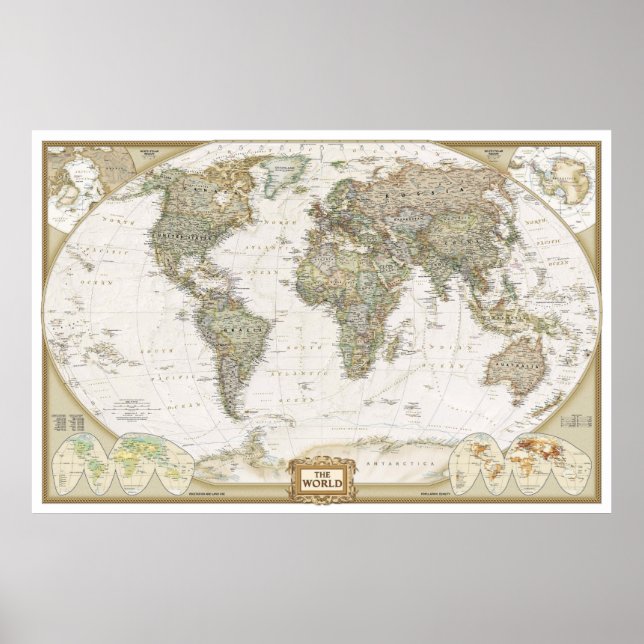 Antique World map poster print (Front)