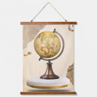 Antique World Map Print ,Vintage Globe Wall Art 