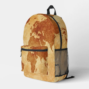 Antique World Map Printed Backpack