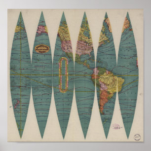 Antique World Map Rand McNally 1891 Poster