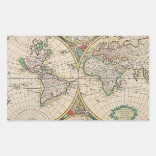 Antique World Map Rectangular Sticker