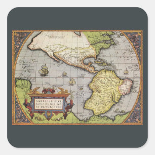 Antique World Map the Americas by Abraham Ortelius Square Sticker