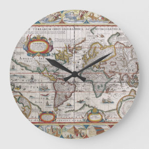 Antique World Map wall clock