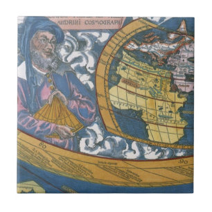 Antique World Map with Claudius Ptolemy, 1507 Ceramic Tile