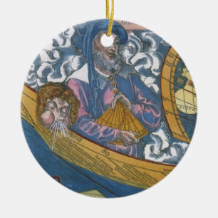 Antique World Map with Claudius Ptolemy, 1507 Ceramic Tree Decoration