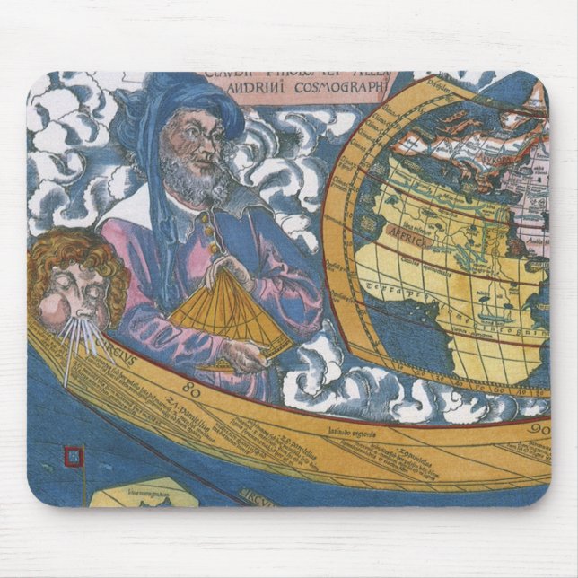 Antique World Map with Claudius Ptolemy, 1507 Mouse Pad (Front)