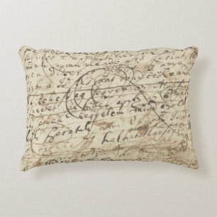Antique writing, letters & scribbles from old book decorative cushion