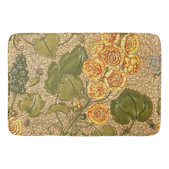 Antique Yellow Flowers Bath Mat (Front)