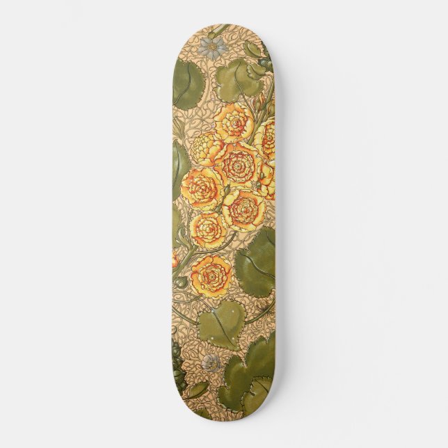 Antique Yellow Flowers Skateboard (Front)