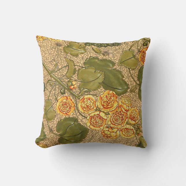 Antique Yellow Flowers Throw Pillow (Front)