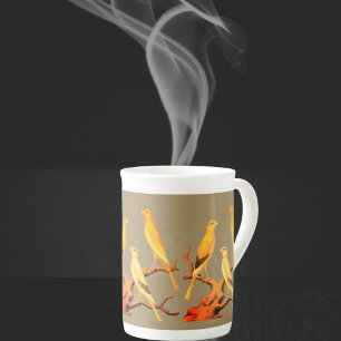 Antique Yorkshire  Canaries  -  Bone China Mug