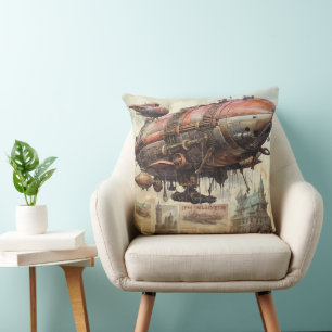 Antique Zeppelin Copper Brass Airship Cushion