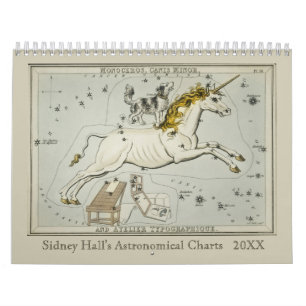 Antique Zodiac Astronomical Charts by Sidney Hall Calendar