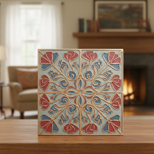 Antiqued Art Nouveau Floral Medallion #14 ID1193 Ceramic Tile