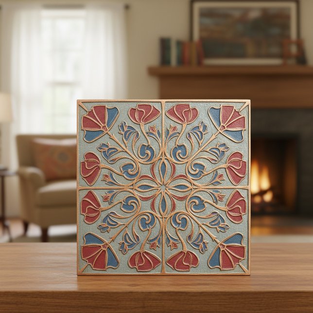 Antiqued Art Nouveau Floral Medallion #14 ID1193 Ceramic Tile (Creator Uploaded)