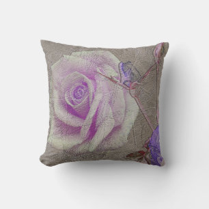 Antiqued Distressed Purple Rose Scratch Texture Cushion
