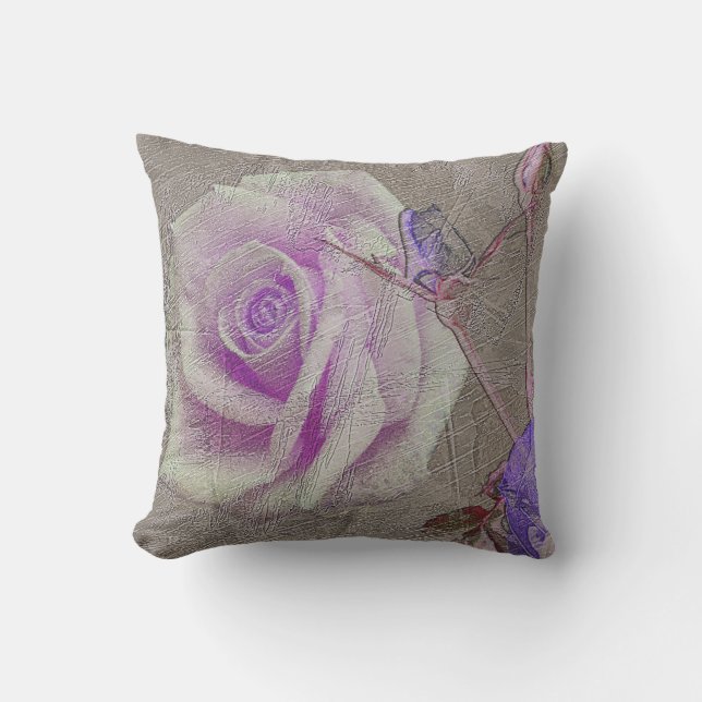 Antiqued Distressed Purple Rose Scratch Texture Cushion (Front)