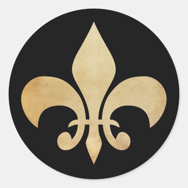 Antiqued Fleur de Lis Classic Round Sticker (Front)