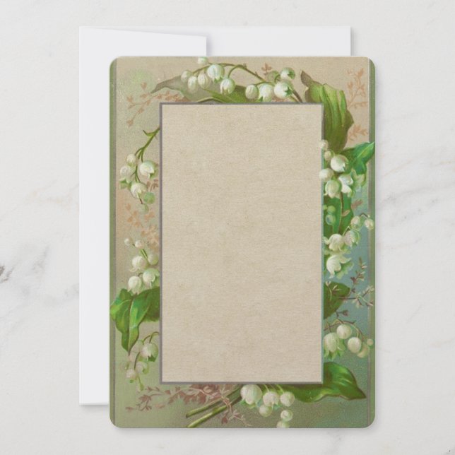 Antiqued Lily of the Valley Wedding Invitations (Front)