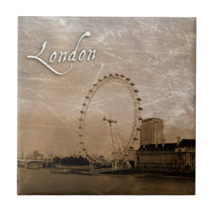 Antiqued London Eye Art Tile